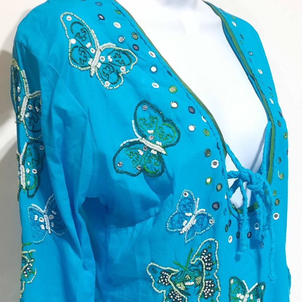 NWT Letarte Handmade Cover-Up Tunic Size Small Embroidered and Beaded
